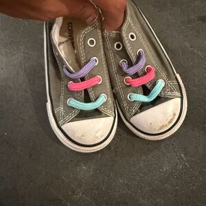 Converse Kids Sneakers - Gray with Colorful Laces